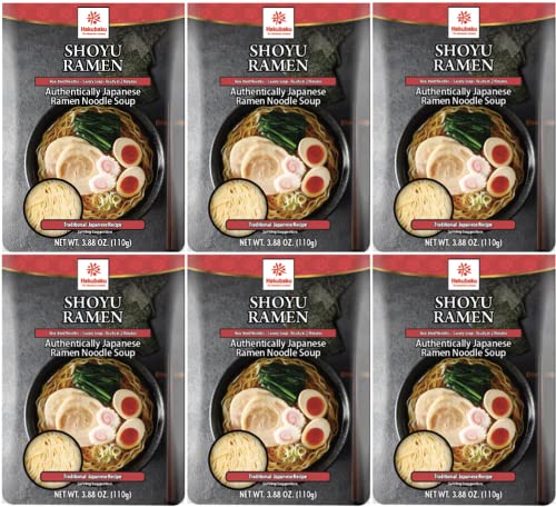 Hakubaku Japanese Ramen Noodle Soup, SHOYU, 3.88oz (Pack of 6), Authentic Japanese ramen non-fried & soft noodles, shelf-stable