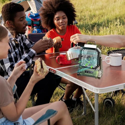 Générique Fan de camp, fan portable pour le camping | Fan de camping personnel | 5400mAh Battre à batterie de souffle à air réglable rotatif avec lanterne pour chambre de tente intérieure extérieure – Image 3