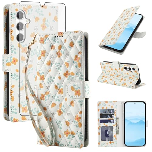 Étui portefeuille Samsung A14抗震防摔 coque avec protège-écran anti-rayure