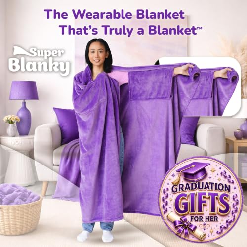 Image of Super Blanky Wearable Blankets for Women & Men, Graduation Day Gift for Her, Cozy Gifts for Women, Wife Birthday Gifts Ideas