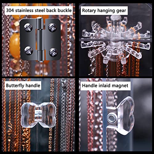 TOPINCN Acrylic Necklace Holder With 24 Hooks Jewelry Stand Necklace Holder Dustproof Rotation Jewelry Storage Stand Display Case Clear Necklace Organizers (square necklace holder) - Image 4