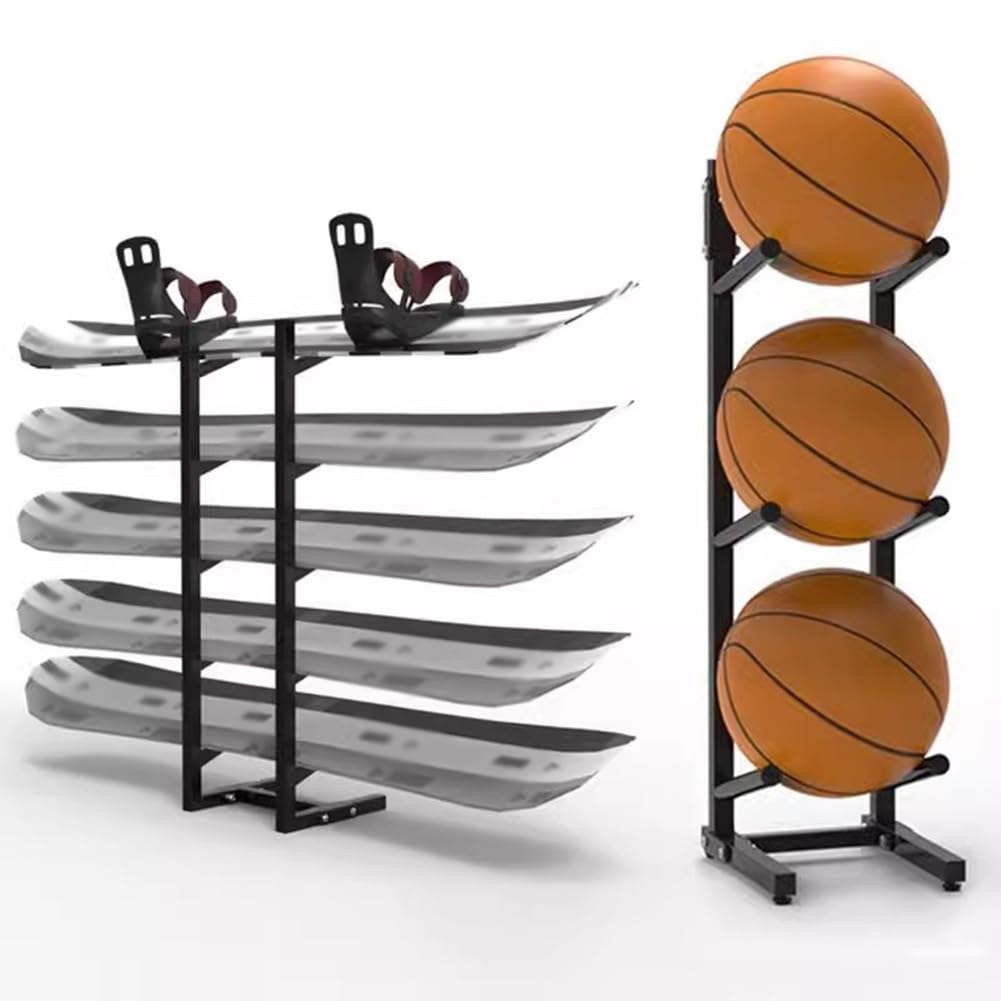 Supporto multifunzione autoportante per snowboard e wakeboard – salvaspazio per tavole da surf, soluzione ideale per esposizione (25 x 25 x 119 cm)