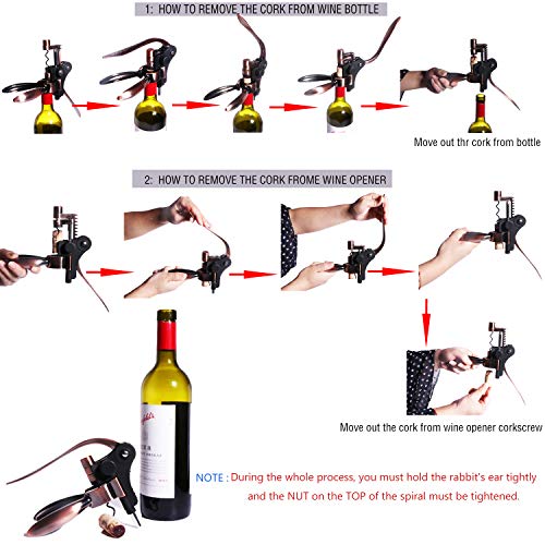 JTTVO Rabbit Wine Bottle Opener-2020 Upgraded Corkscrew Wine Opener Kit with Foil Cutter & Extra Spiral
