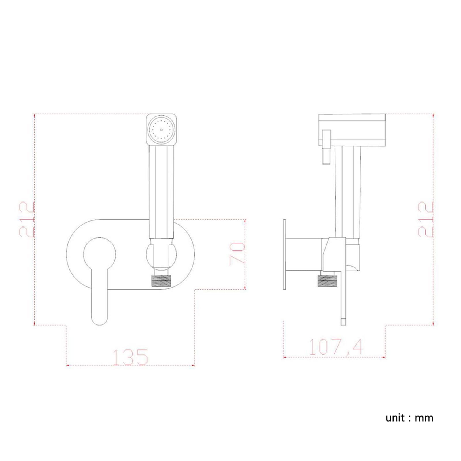 Grifo Bidet para Wc Empotrado Ducha Higienica para Wc Agua Fria Y Caliente Modo Dual,Blanco