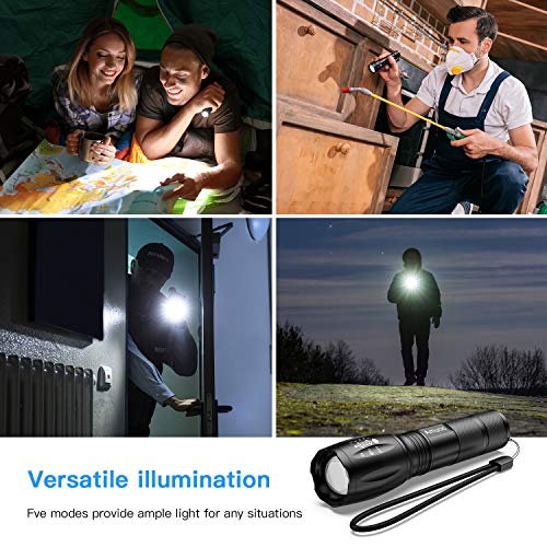 Amuoc Flashlight, Upgrader LED Tactical Flashlight S1000 - High Lumen, 5 Modes, Zoomable, Water Resistant, Handheld Light - Best Camping/Outdoor/Hiking(Batteries Not Included) (2 Pack) - Thumbnail 7