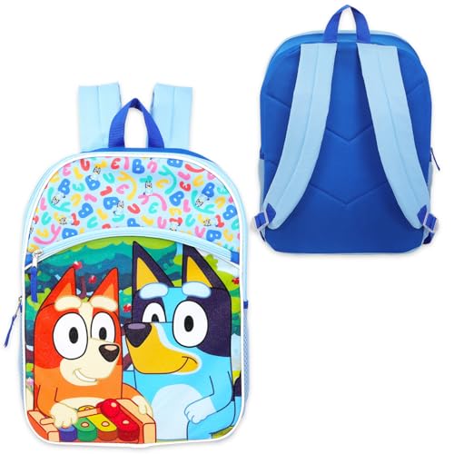 Bluey Backpack with Lunch Bag Set - Bundle with 16” Backpack, Lunch Box, Water Bottle, Stickers, More | Bluey and Bingo School Bag for Kids, Girls4