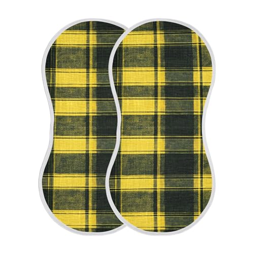 xigua Yellow Plaid Muslin Baby Burp Cloths Set of 1, Super Soft & Absorbent Burping Rags, Cotton Burp Clothes Shower Gift for Newborn, Baby Girls and Boys2