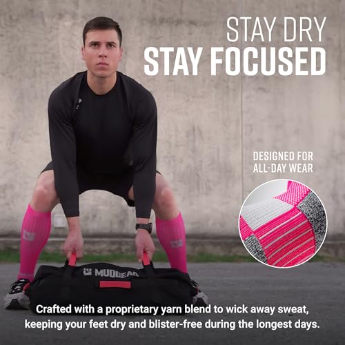 Image of MudGear Graduated Compression Socks, Durable, Sweat-Resistant OCR Performance Socks with Cushioned Footbed, Made in USA