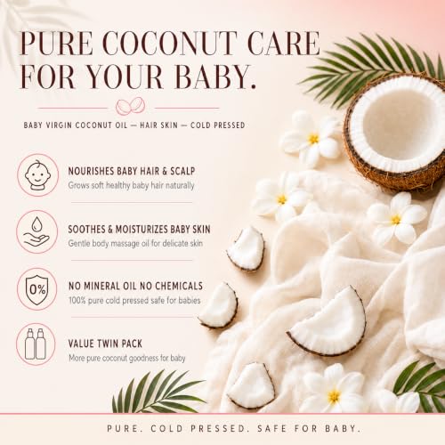 Image of Coco Crush Virgin Coconut Baby Oil | Natural Massage & Hair Care Oil for Babies | Cold Pressed | Gentle Body & Scalp Care | 2 * 500ML(1000ML)