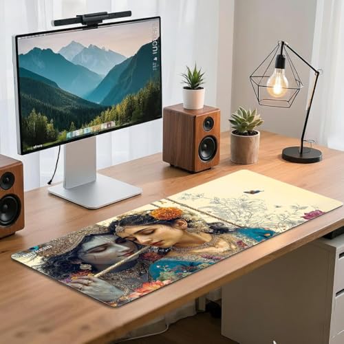Image of ON TREND Extended Gaming Mouse Pad, Large Desk Mat with Non-Slip Rubber Base, Smooth Control Surface, 23 x 11 Inch (Radha-Krishna)