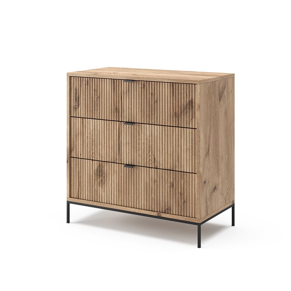 Vicco Eliza Kommode – 3 Schubladen, Viking Oak, 80 x 81,2 cm