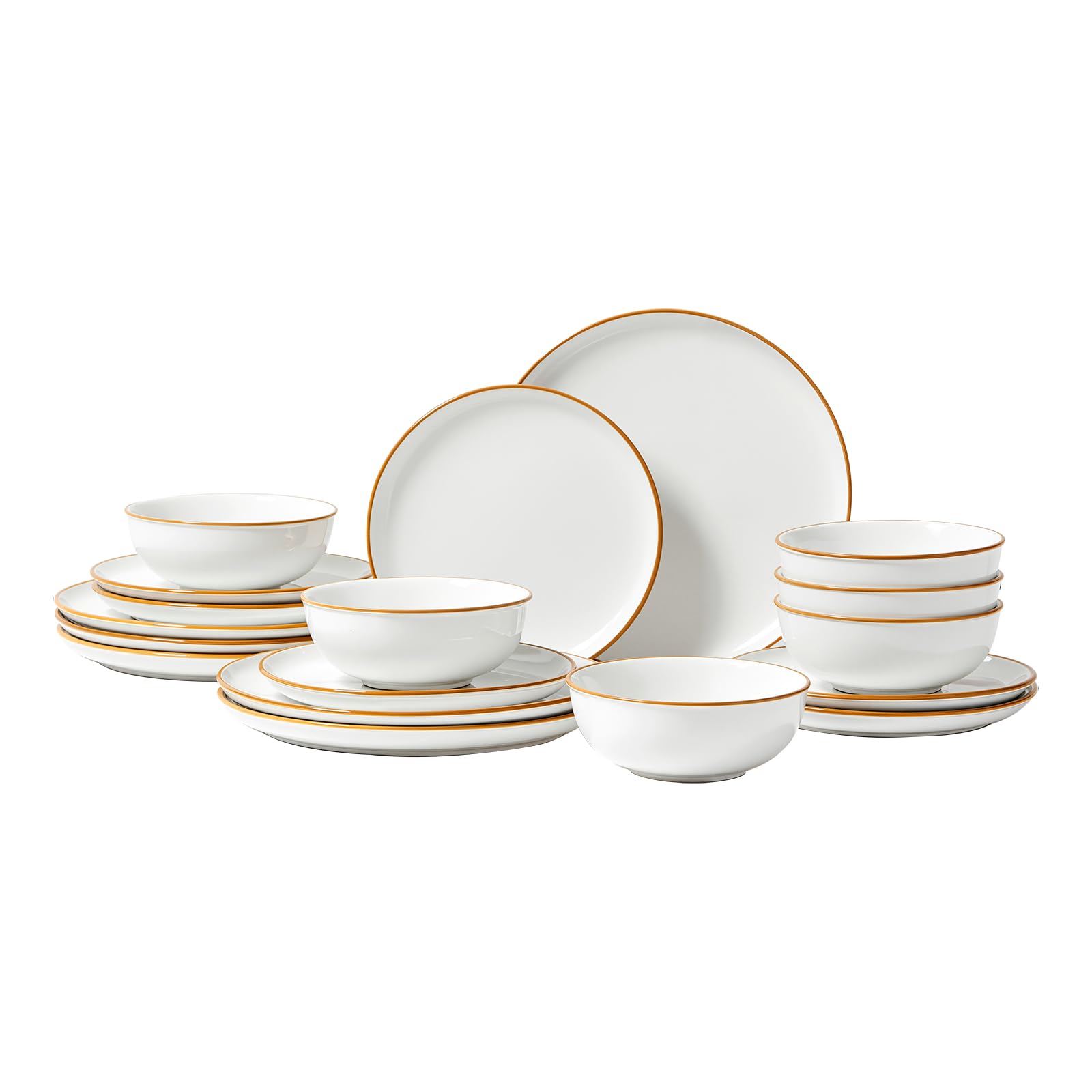 VEVOR Set di Stoviglie, 18 Pezzi Servizio per 6 Persone, Piatti Ciotole Rotondi, Stoviglie in Ceramica Antigraffio, Piatti per Lavastoviglie Microonde, per Insalata Zuppa Pasta, Bianco