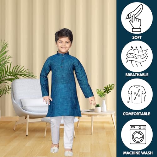 Image of BABA AND BABY Boy's Cotton Kurta Pyjama Set