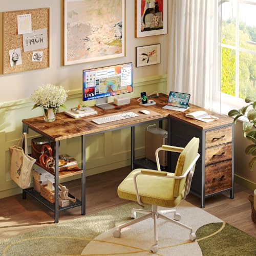 PRAISUN 47.2'' L Shaped Office Desk with Power Outlets and 3 Drawers - image 2