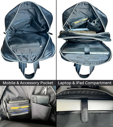 RUSTIC TOWN Leather Backpack for Men and Women – Vintage Full Grain Laptop Daypack for Travel, Office, & Work – Classic Shoulder iPad Bag & Casual Bookbag3