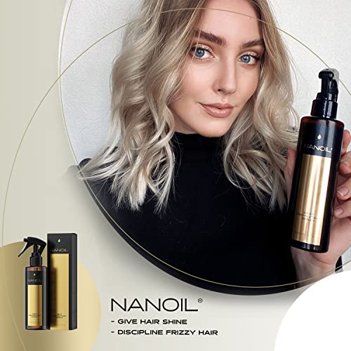 Foto von Nanoil Heat Protectant Spray – Hitzeschutzspray für Haare 200 ml, Schutz vor hohen Temperaturen, einfaches Haarstyling, aufgeblähte, dünne und häufig gestylte Haare