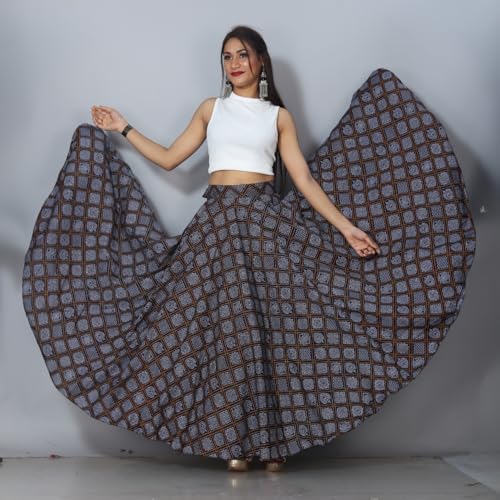 Image of JYESHTA Women's American Crepe Flared A Line Stitched Long Skirt with 12 Mtr Flare 40 in Height | Skirts for Women Long Length | Long Skirts for Girls