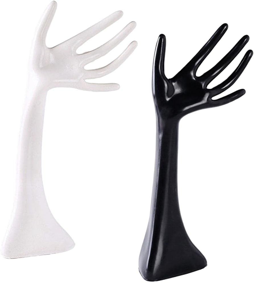 マネキン グローブ ブレスレット チェーン ジュエリー スタンド ホルダー ブラック 2個