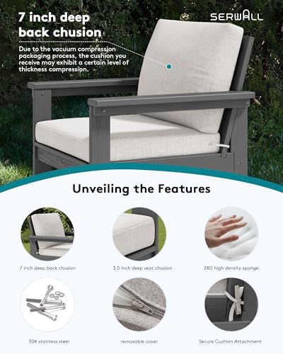 Image of SERWALL HDPE Outdoor Patio Furniture Set with Coffee Table