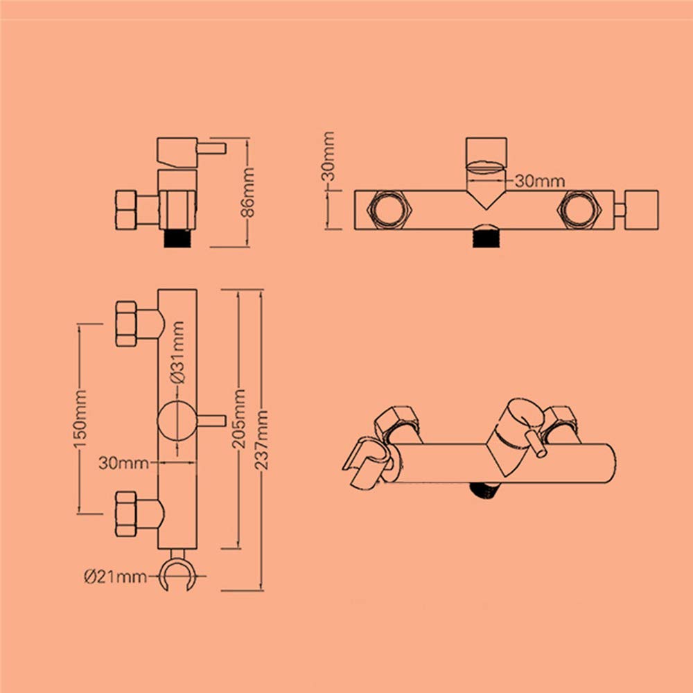 Pulvérisateur de Bidet en Bronze, Robinet de Douche à Main cylindrique, mélangeur Chaud et Froid, pulvérisateur de Toilettes avec Tuyau et Support de Support, pour l'hygiène personnelle ou Le Bain