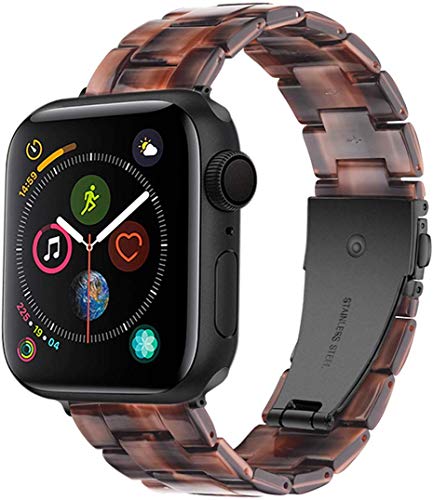 EOOZON Resin Strap Compatible with Apple Watch Band 38mm 40mm 42mm 44mm Series1 Series2 Series3 Series4,Ladies and Men Fashion Resin Watch Band,iWatch Replacement Wristband (42mm 44mm Coffee Color â€¦)