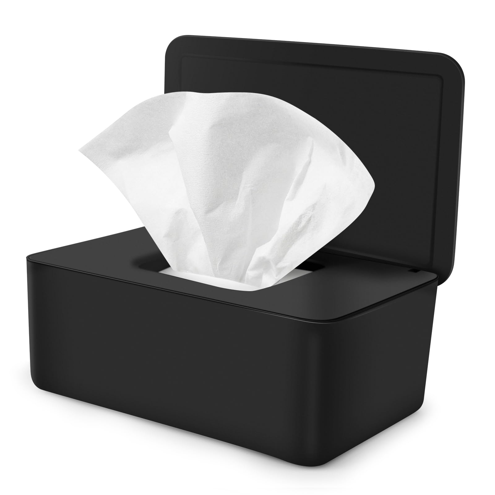 Vonsera Box für Feuchttücher, Feuchttücher Box mit Deckel, Nachfüllbare Feuchtes Toilettenpapier Box für Baby, Feuchttuchspender Baby für Zuhause und Büro (Schwarz)