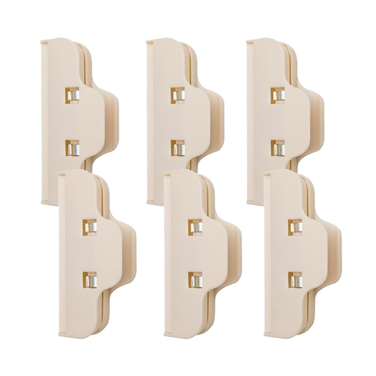 6 Pcs Chip Clips, Reusable Snack Bag Sealing Clip, Storage Sealer，Packaging Kitchen Clamp(6 pcs Beige)