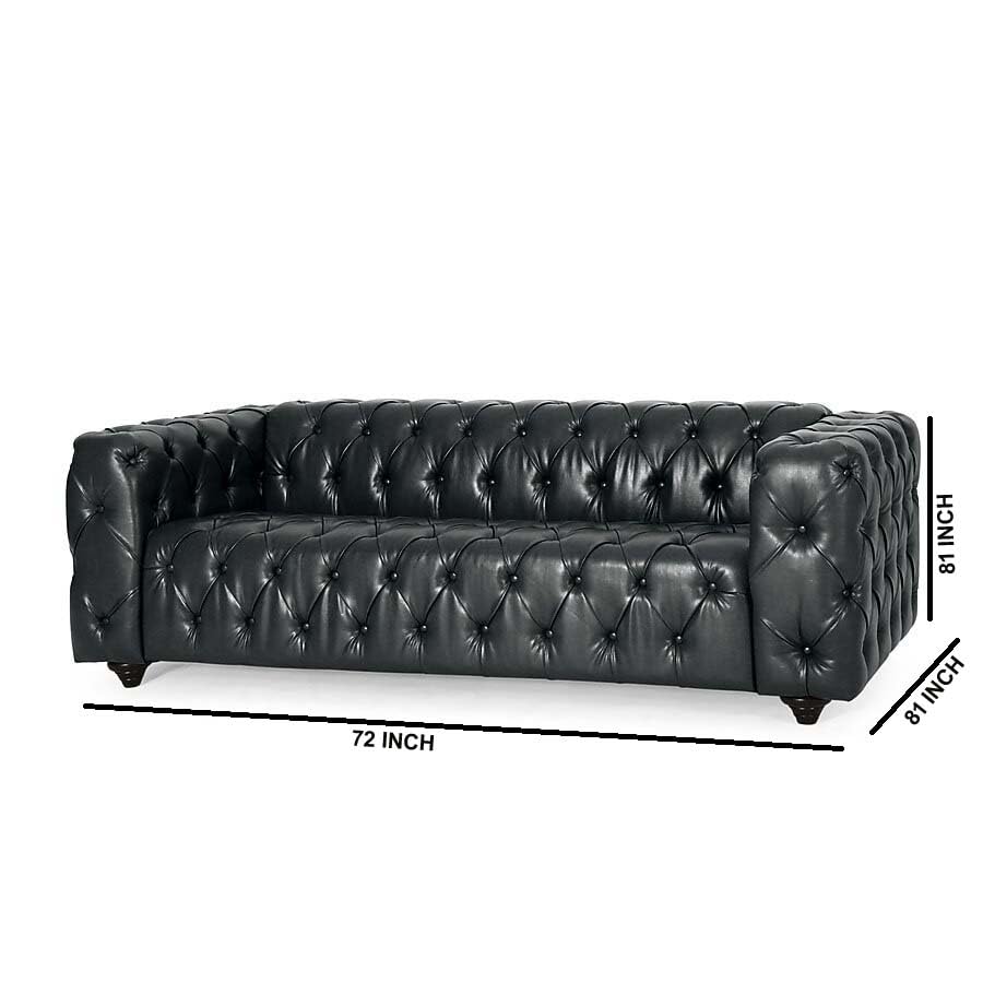 Image of Luxury Sofa Set Luxury Chesterfield Sofa in for Home Living Room & Office (Black Leather)