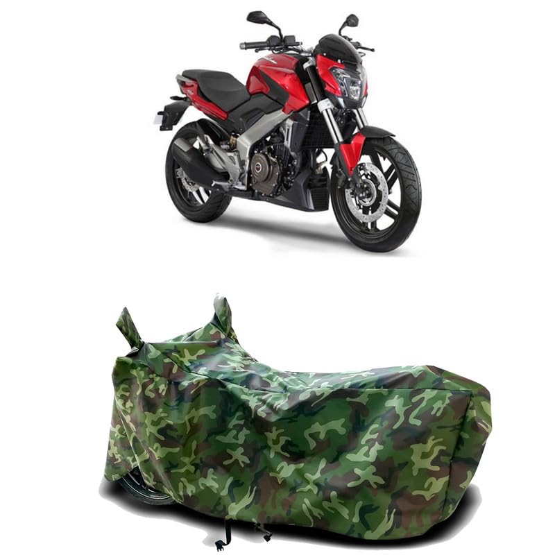 Image of DUFFEL-100% Heat Protection Two Wheeler Bike /Scooty Body Cover for Bajaj Pulsar 250 Water Resistance /UV-Rays /Birds Dropping /Scratchproof /Dust Proof /Waterproof[Green Jungle Print]