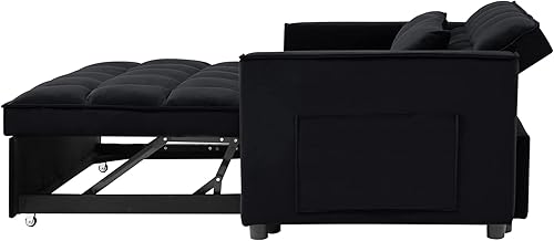 Miniatura 8 de Holaki Sofá cama convertible de terciopelo de 552 pulgadas sofá biplaza de terciopelo moderno sillón extraíble con respaldo ajustable 2 almohadas