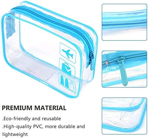 2pcs Clear Travel Toiletry Bag TSA Approved Quart Size Travel Bag Clear Airport Carry on Liquid Bag Cosmetic Pouch Clear Shower Bag Transparent Toiletries Bag Plastic Airport Security Toiletry Bags