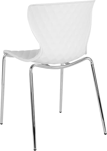 Miniatura 5 de Flash Furniture Silla apilable de plástico blanco con diseño contemporáneo Lowell