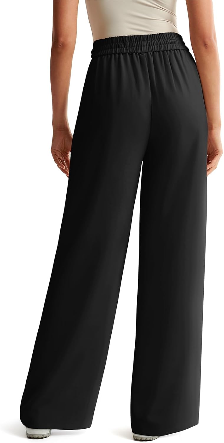 NIMIN Women's Pull On Wide Leg Pants - Drawstring Trousers for Work & Business Casual Comfort - Image 2