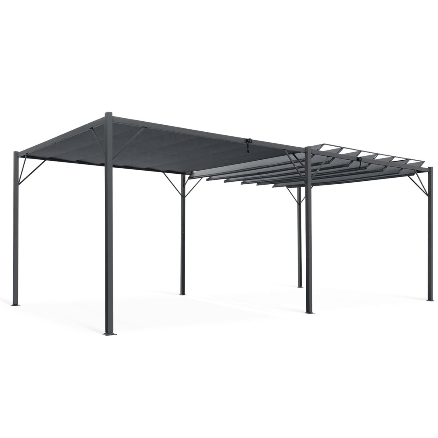 IDMarket – Pergola cuchillas orientables 3 x 6 m, color gris antracita