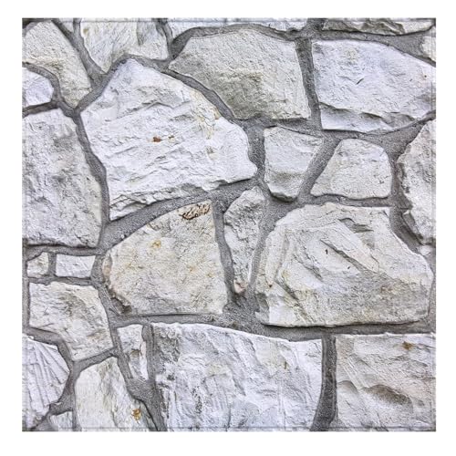 COMSTICKC Paneles de Pared 3D Autoadhesivo de Piedra, 10 Piezas 30 x 30 cm, 3D Piedra Papel Pintado, PVC Decorativo Panel de Pared de Ladrillo Adhesivos para Salón Oficina Cocina, Roche Grise