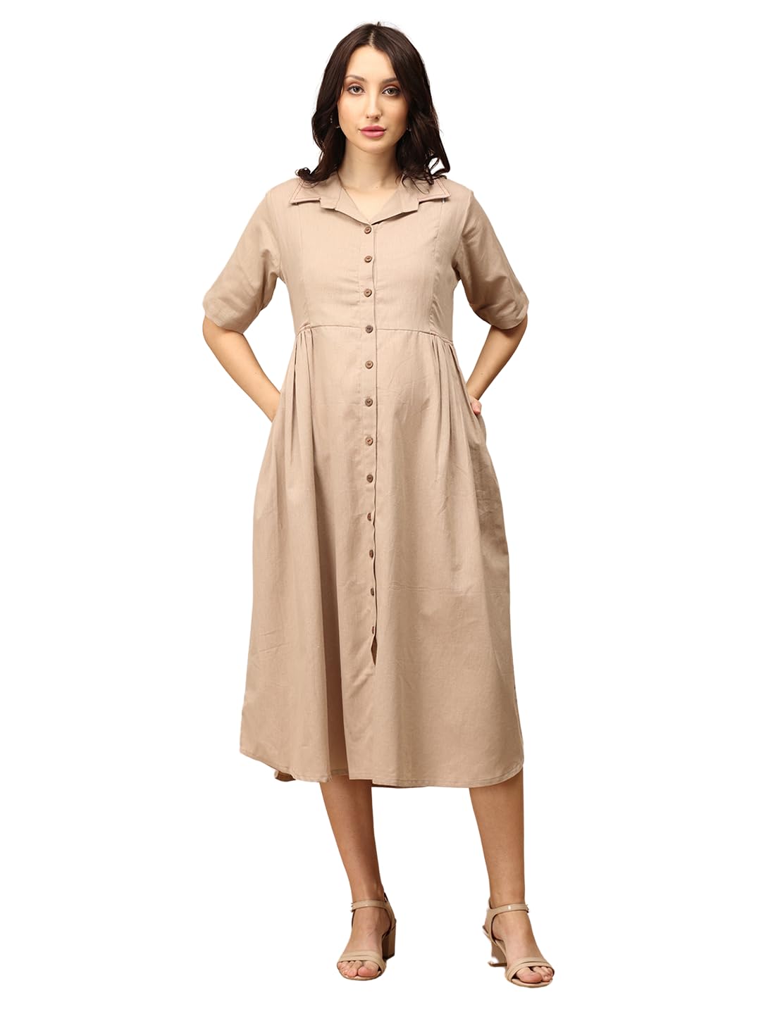 Maternity & Nursing Midi Dress for Women | Pregnancy & Postpartum Wear | Cotton Flex Dress for New Mom | Trendy Stylish Comfortable Feeding Dress for Womens | Causal Office Formal Wear-image-27