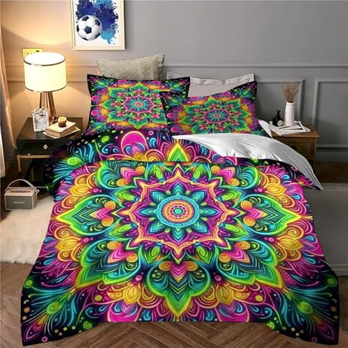 Parure de lit mandala unique en microfibre premium avec fermeture éclair pour lit double - 5