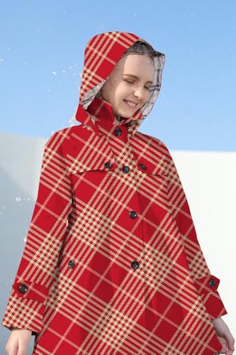 Image of Cromoncent Girl's Rain Jackets Waterproof Hoodie Trench Coat Cute Dress Coat Outerwear, 3-12 Years