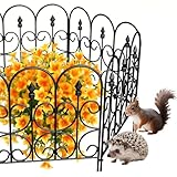 AMAGABELI GARDEN & HOME 5 Panels 32in(H)&times;10ft(L) Decorative Garden Fences and Borders for Dogs No Dig Rustproof Metal Fence Panels Garden Edging Border Animal Barrier Fencing for Flower Beds Black