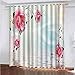 Produktbild NARBOR SBQZIQ 2er Set Gardinen Vorhang Blickdicht mit Ösen Pinke Blumen weiche Verdunklungsvorhänge für Wohnzimmer Kinderzimmer Schlafzimmer Tür 117x230cm