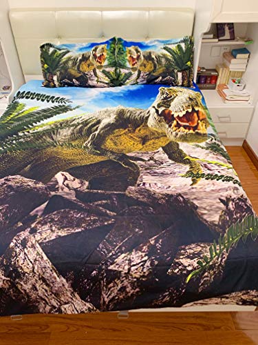 3Pcs Bed Set Kids Adults Twin Full Queen King Size Jurassic Dinosaur Bedding With 1 Duvet Cover 2 Shams (Jf567, Twin 3Pcs) #TOP3