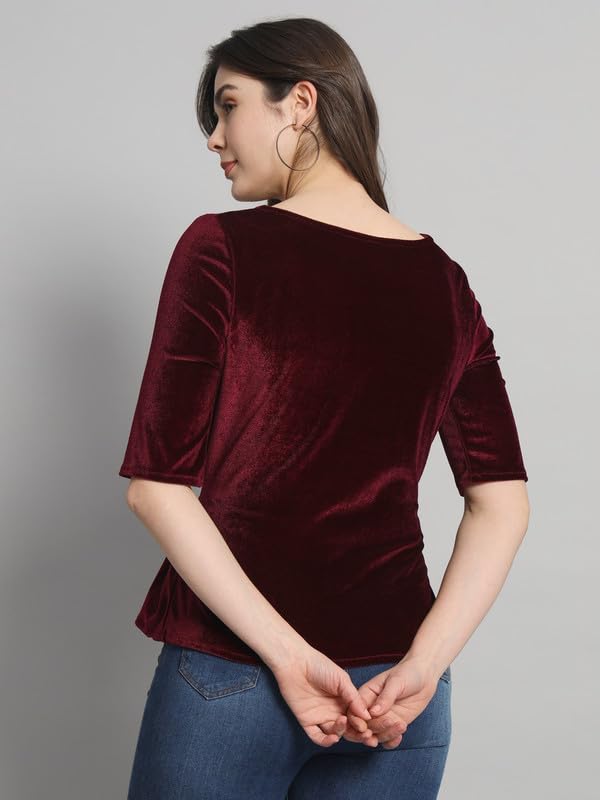 Image of Vaararo Women Dress Shirt, Velvet, Regular Fit