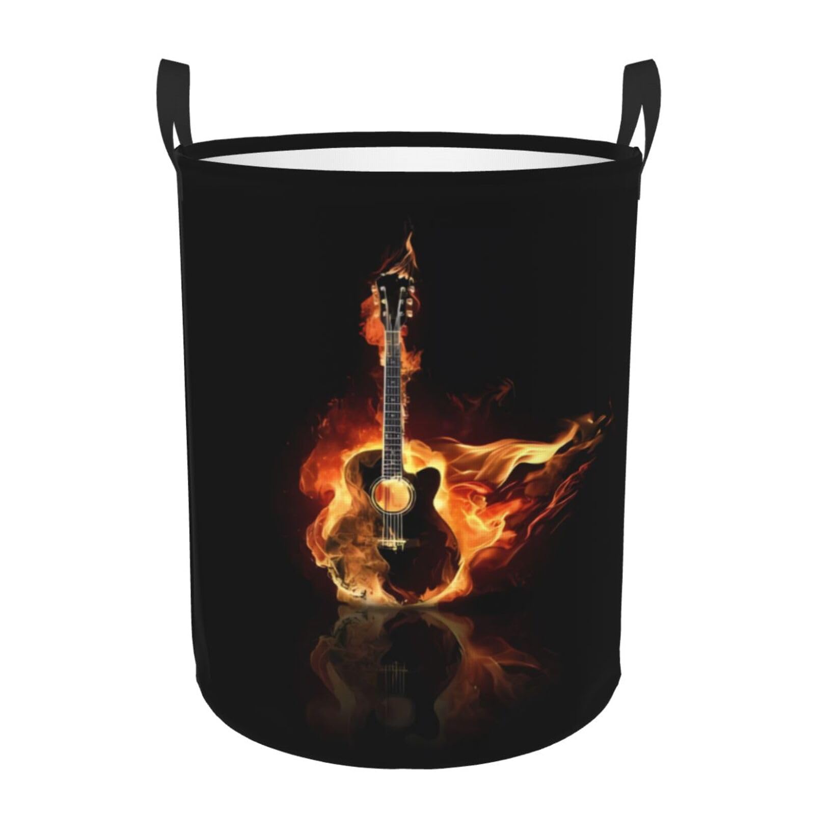 S Circular Hamper Fire Guitar (1) Print for Dirty Clothes