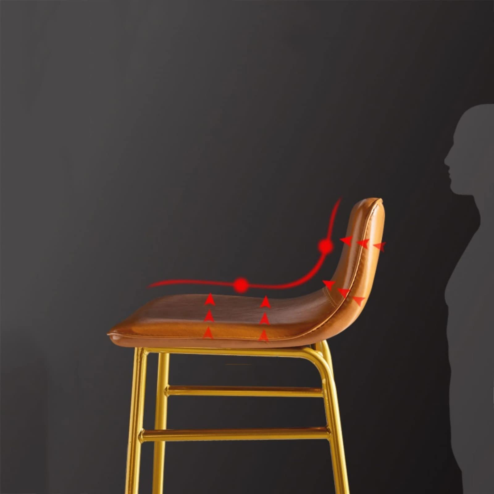 Multiuso Sedie da pranzo for la casa semplici e moderne Luce di lusso Reception Bar Seggiolone Schienale Sgabello alto in ferro in pelle Moderni(Orange)