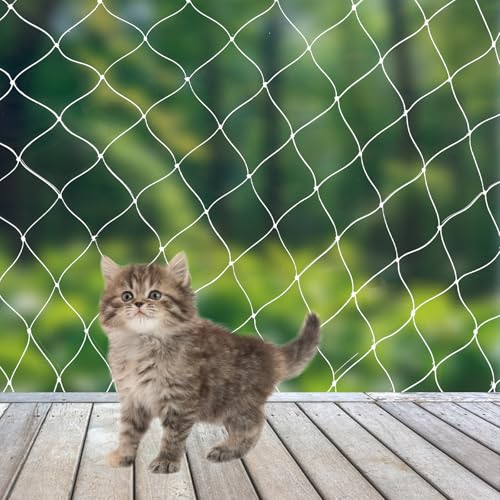 elthmpr Red de seguridad para gatos para balcón - 10x3m Red de gatos reforzada con alambre con nylon de alta resistencia Sin necesidad de perforación Red de balcón para gatos con cuerda de sujeción y