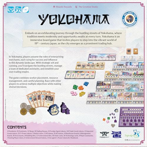 Image of Synapses Games | Yokohama | Strategy Board Game | Worker Placement Set in Japan | 2 to 4 Players | 90 Minutes | Ages 14+