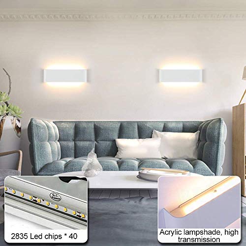 Lightsjoy Aplique Pared Interior LED 16W 30CM Lámpara de Pared Aluminio Moderna Arriba y Abajo IP44 Impermeable para Salas, Escalera, Dormitorios, Pasillos, 1600Lumen (Blanco Cálido 3000K) - imagen 3
