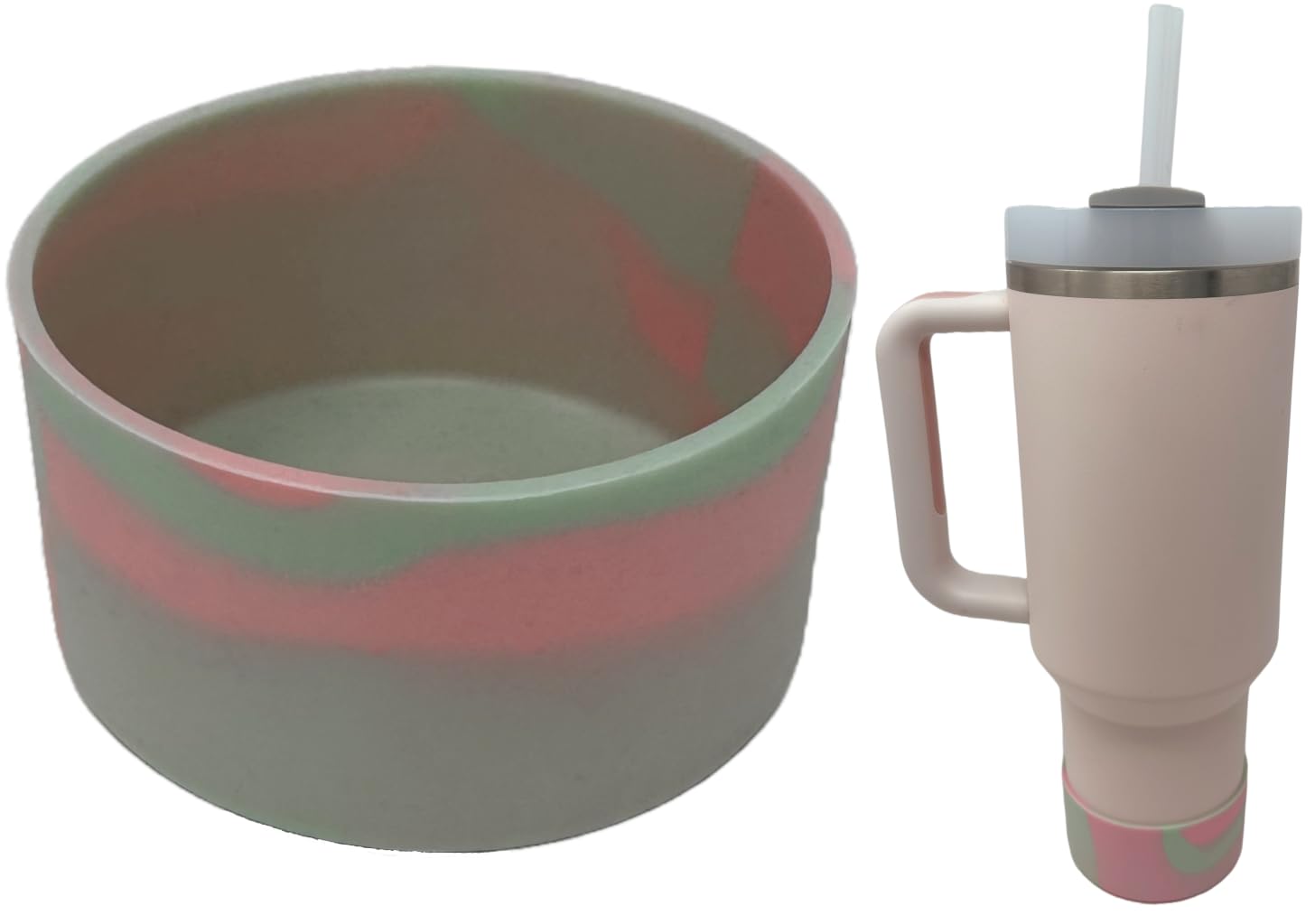 Resin & Reed Silicone Tumbler Boot for 3in Bottom Bottles (Compatible with Stanley, Simple Modern, Hydroflask, etc.) (Pink & Gray)