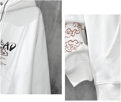 Esthetische Japanse Sakura Hoodie voor dames en heren, Y2K Anime Harajuku-doek, Koreaanse capuchon, sweatshirt met lange mouwen voor winter en herfst, Wit/weelderige tuin, M