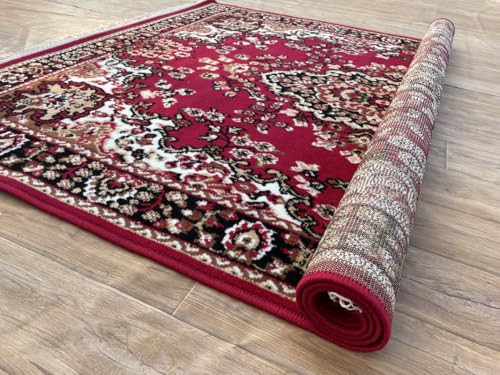Image of TTC THREAD & TEXTURE CARPET Traditional Comfort: Power-Loomed Carpets for Living Room- Every Space Area Rug Color Red Size 3x5 Feet (90x150cm)